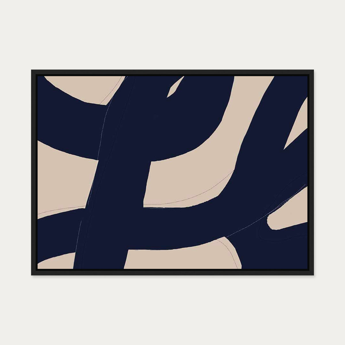 Neutral Loose Lines Canvas Art — 50 x 70 cm — Black Frame