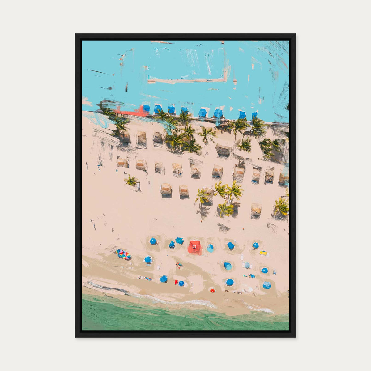 Abstract Beach Study Canvas Art — 50 x 70 cm — Black Frame