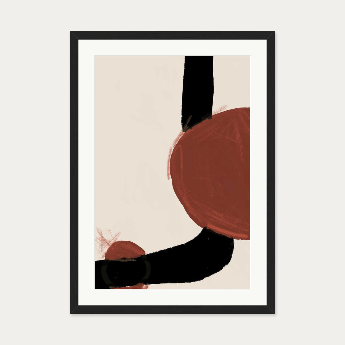 Rusty Red Marks Art Print — 50 x 70 cm — Black Frame