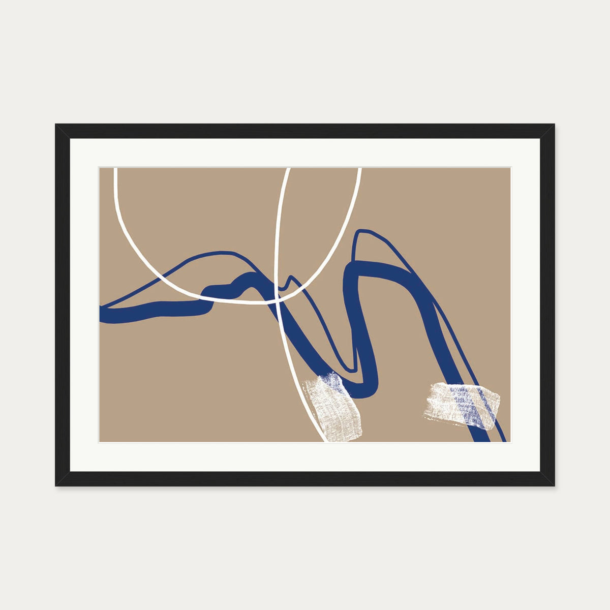 Abstract Neutral Notes Art Print — 50 x 70 cm — Black Frame