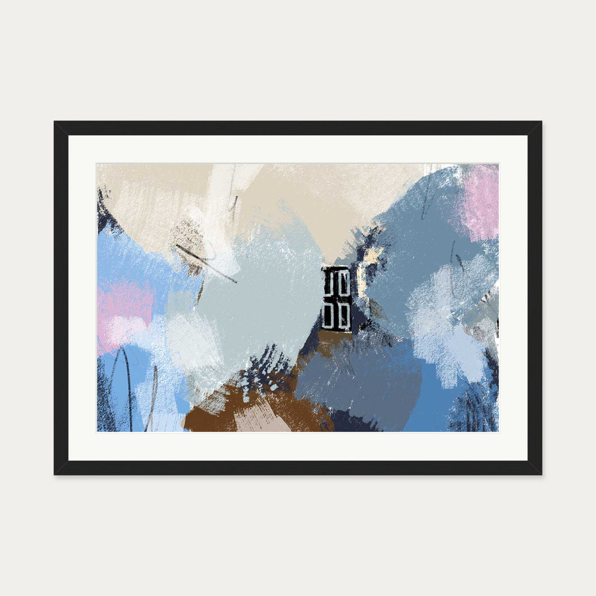 Muted Blush Layers Art Print — 50 x 70 cm — Black Frame