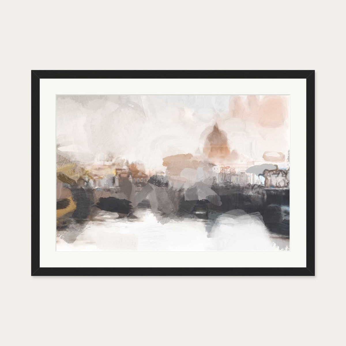 Dusk City Impressions Art Print — 50 x 70 cm — Black Frame