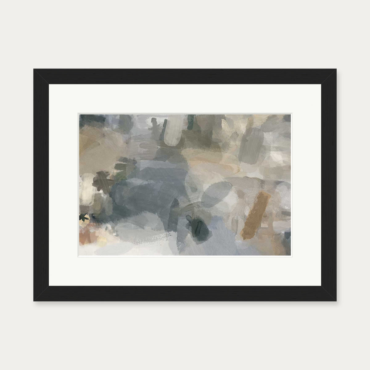 Impressionist Neutral Mood Art Print — 30 x 40 cm — Black Frame