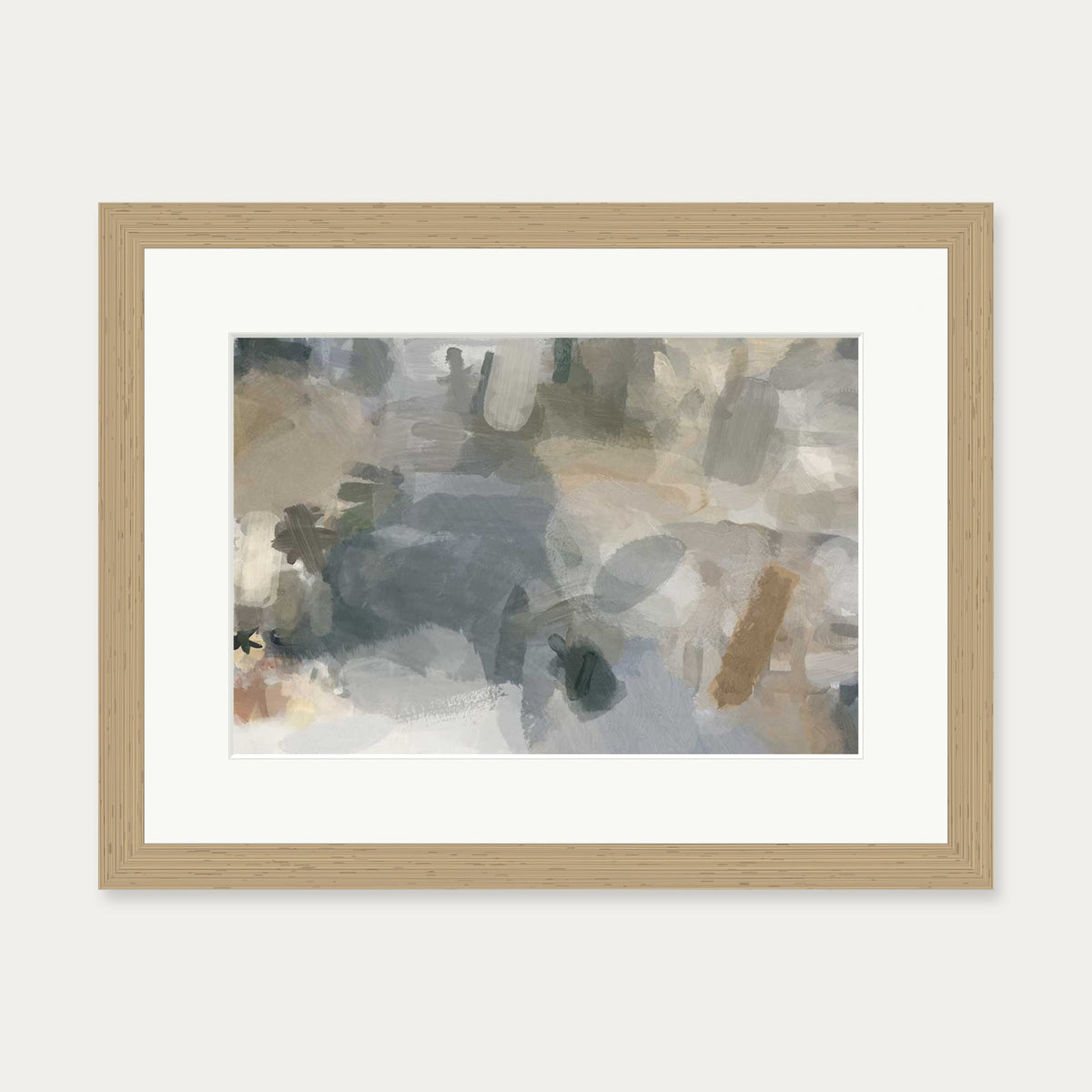 Impressionist Neutral Mood Art Print — 30 x 40 cm — Oak Frame