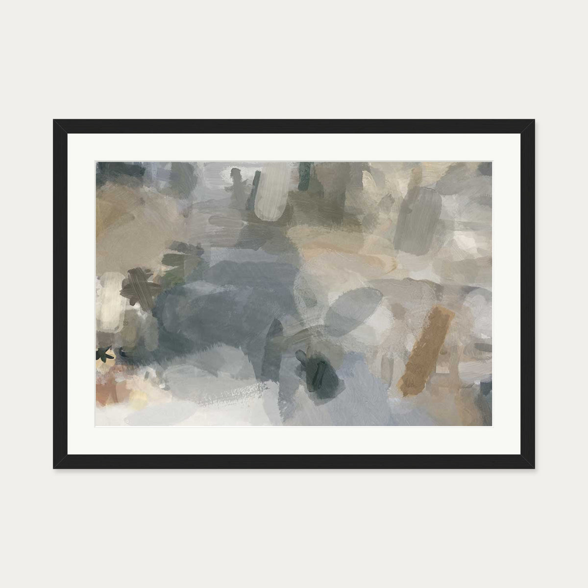 Impressionist Neutral Mood Art Print — 50 x 70 cm — Black Frame