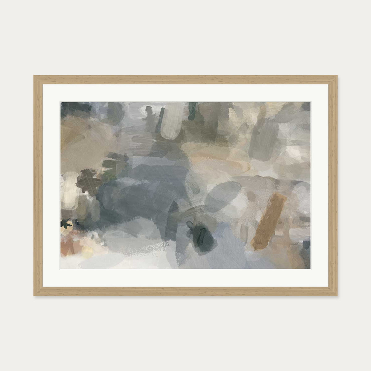Impressionist Neutral Mood Art Print — 50 x 70 cm — Oak Frame