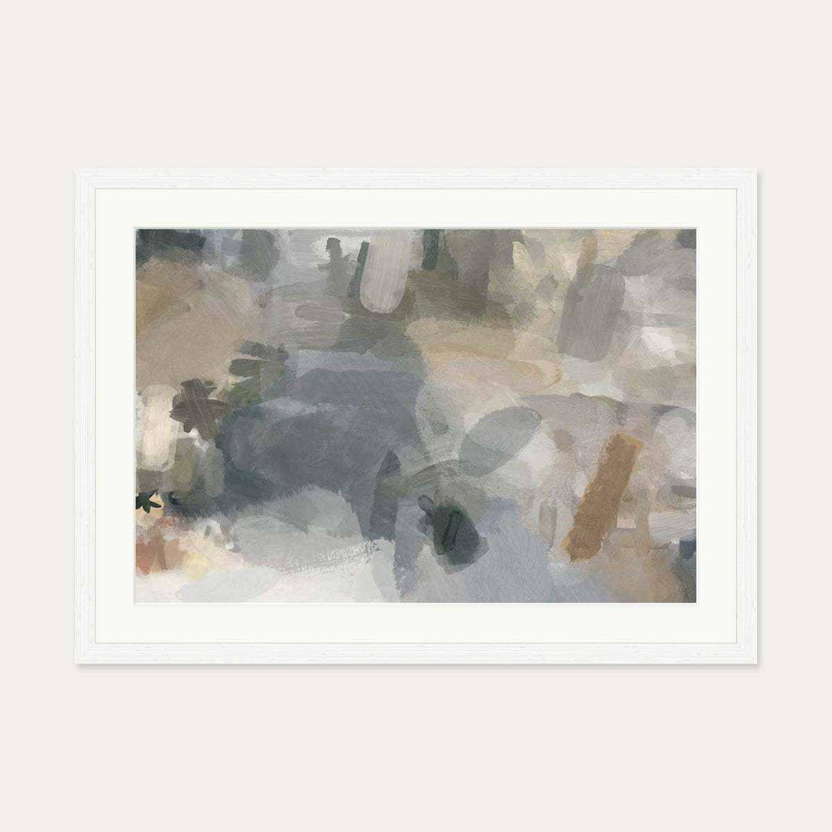 Impressionist Neutral Mood Art Print — 50 x 70 cm — White Frame