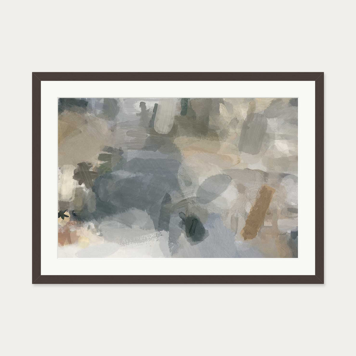 Impressionist Neutral Mood Art Print — 50 x 70 cm — Brown Frame