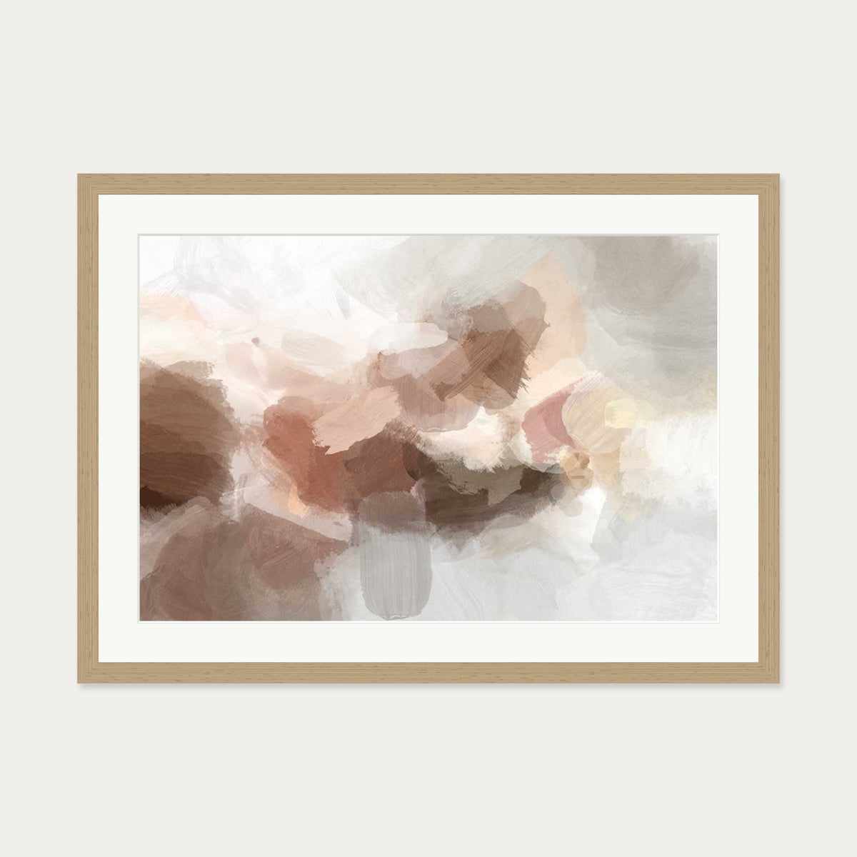 Impressionist Blush Sky Art Print — 50 x 70 cm — Oak Frame