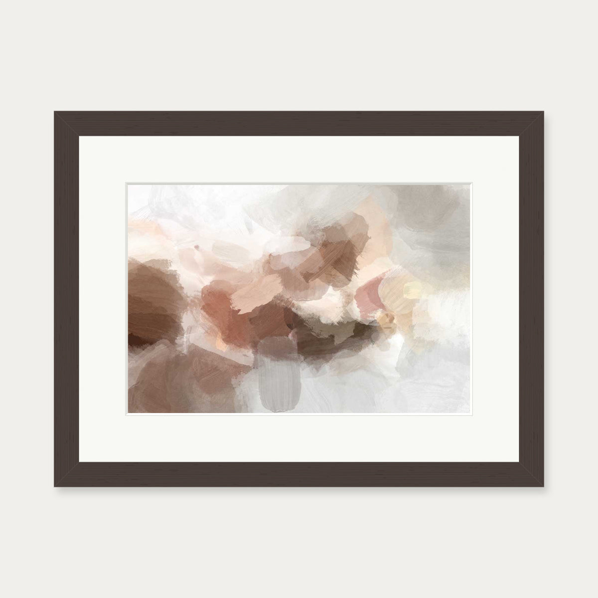 Impressionist Blush Sky Art Print — 30 x 40 cm — Brown Frame