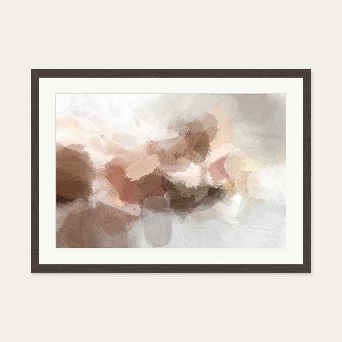 Impressionist Blush Sky Art Print — 50 x 70 cm — Brown Frame