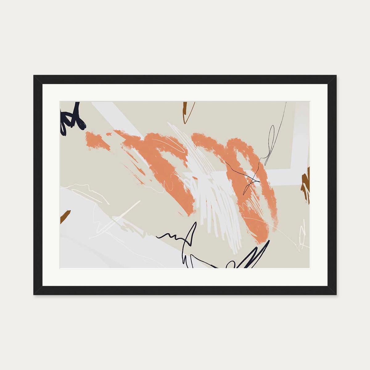 Organic Marks Art Print — 50 x 70 cm — Black Frame