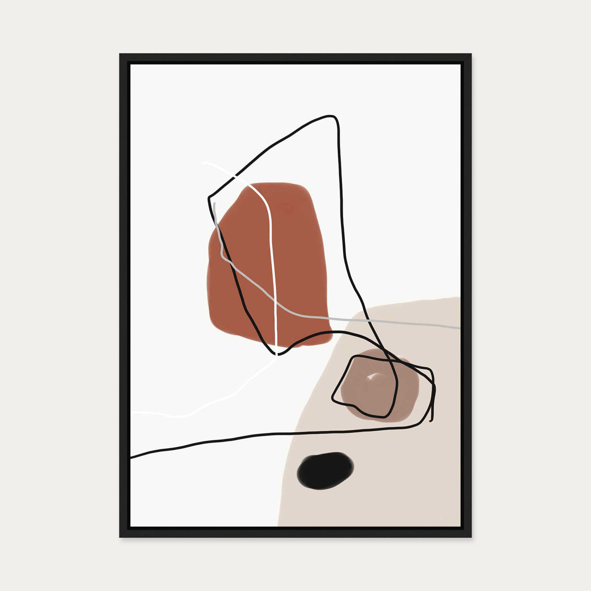 Mid Century Design Canvas Art — 50 x 70 cm — Black Frame