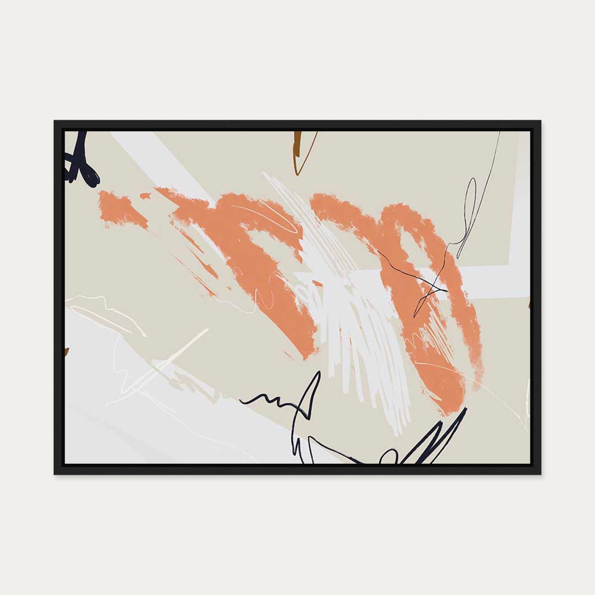 Abstract Composition Canvas Art — 50 x 70 cm — Black Frame