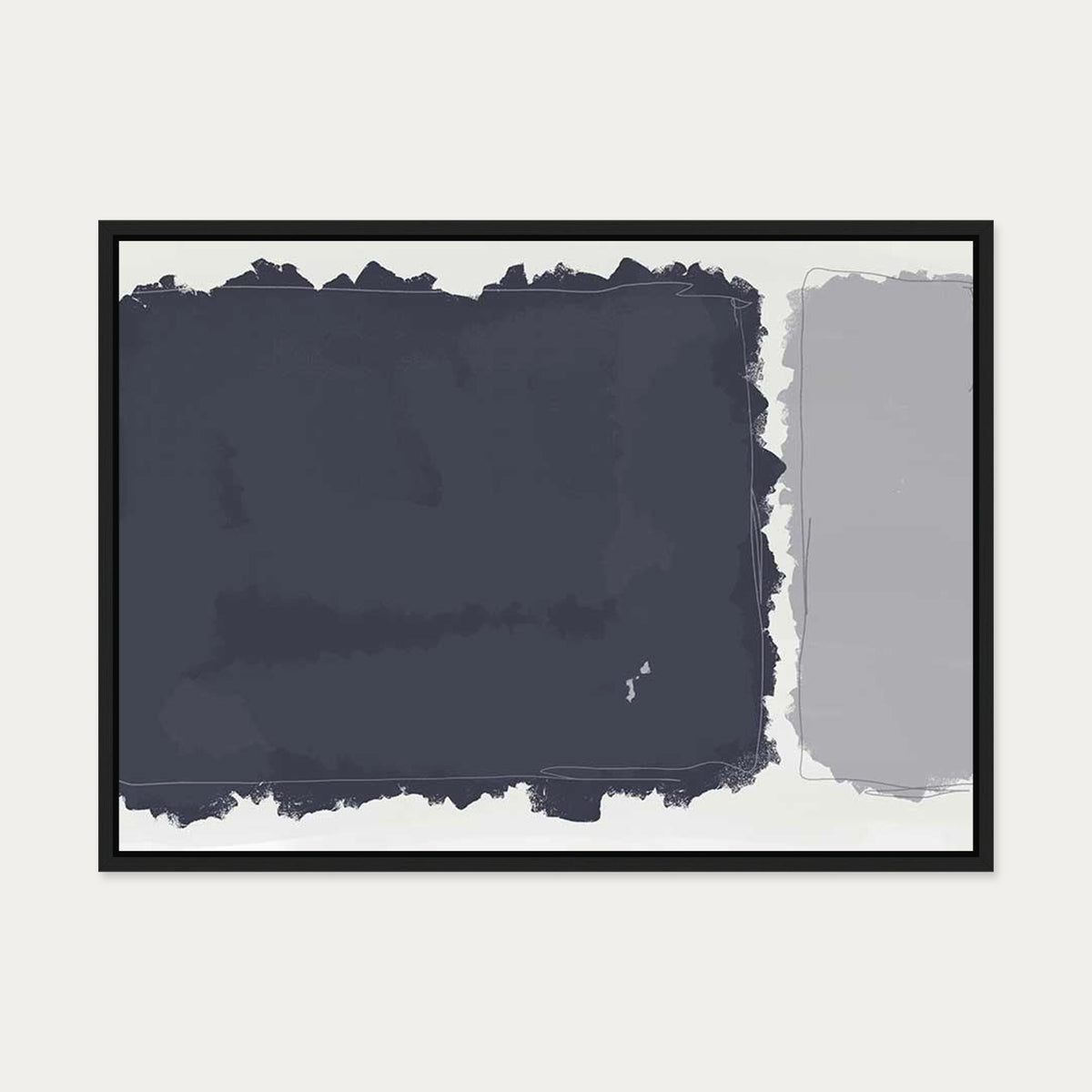 Grey Rothko Illustrations Canvas Art — 50 x 70 cm — Black Frame