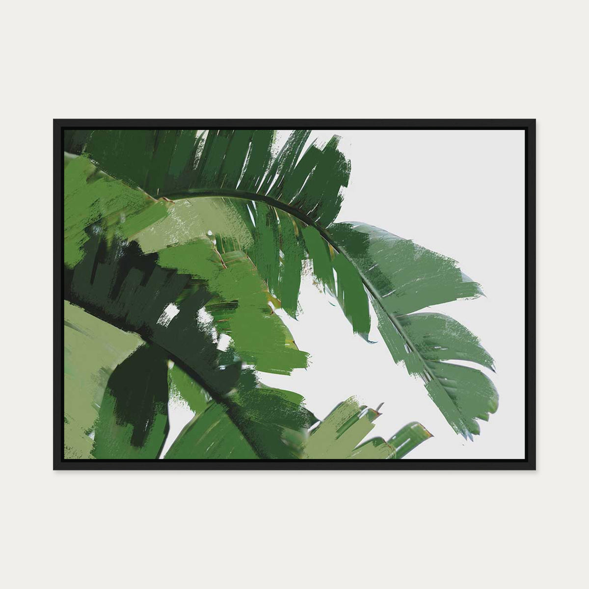 Botanical Palm Leaves Canvas Art — 50 x 70 cm — Black Frame