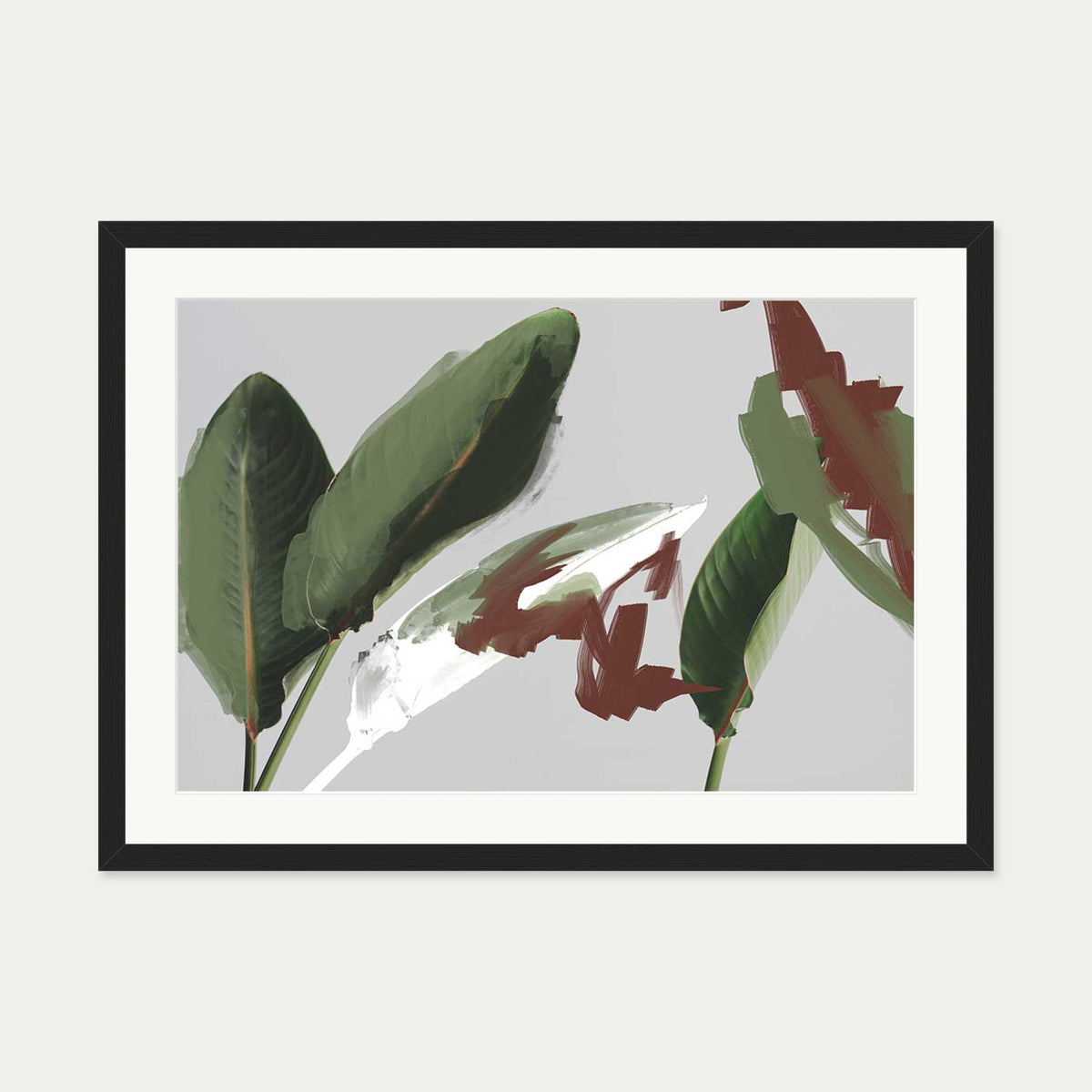 Botanical Abstract Art Print — 50 x 70 cm — Black Frame