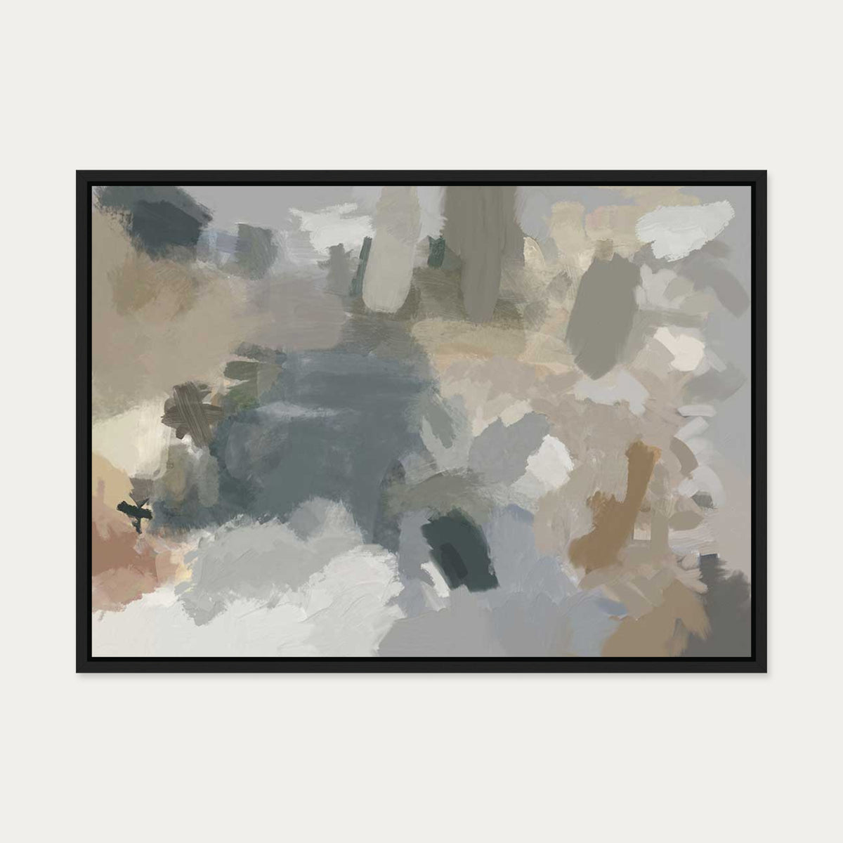 Impressionist Neutral Mood Canvas Art — 50 x 70 cm — Black Frame