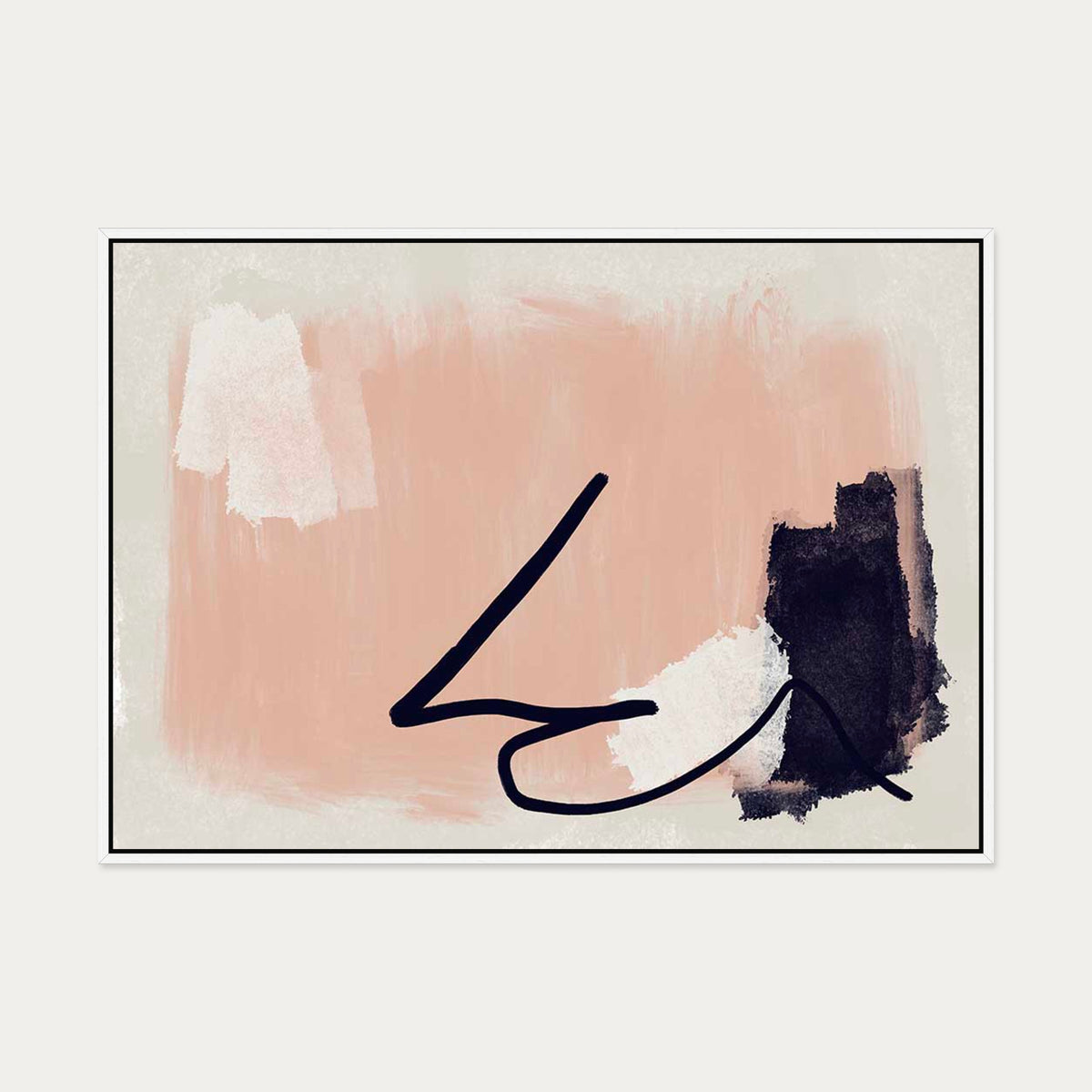Blush Pink Abstract Canvas Art — 70 x 100 cm — White Frame