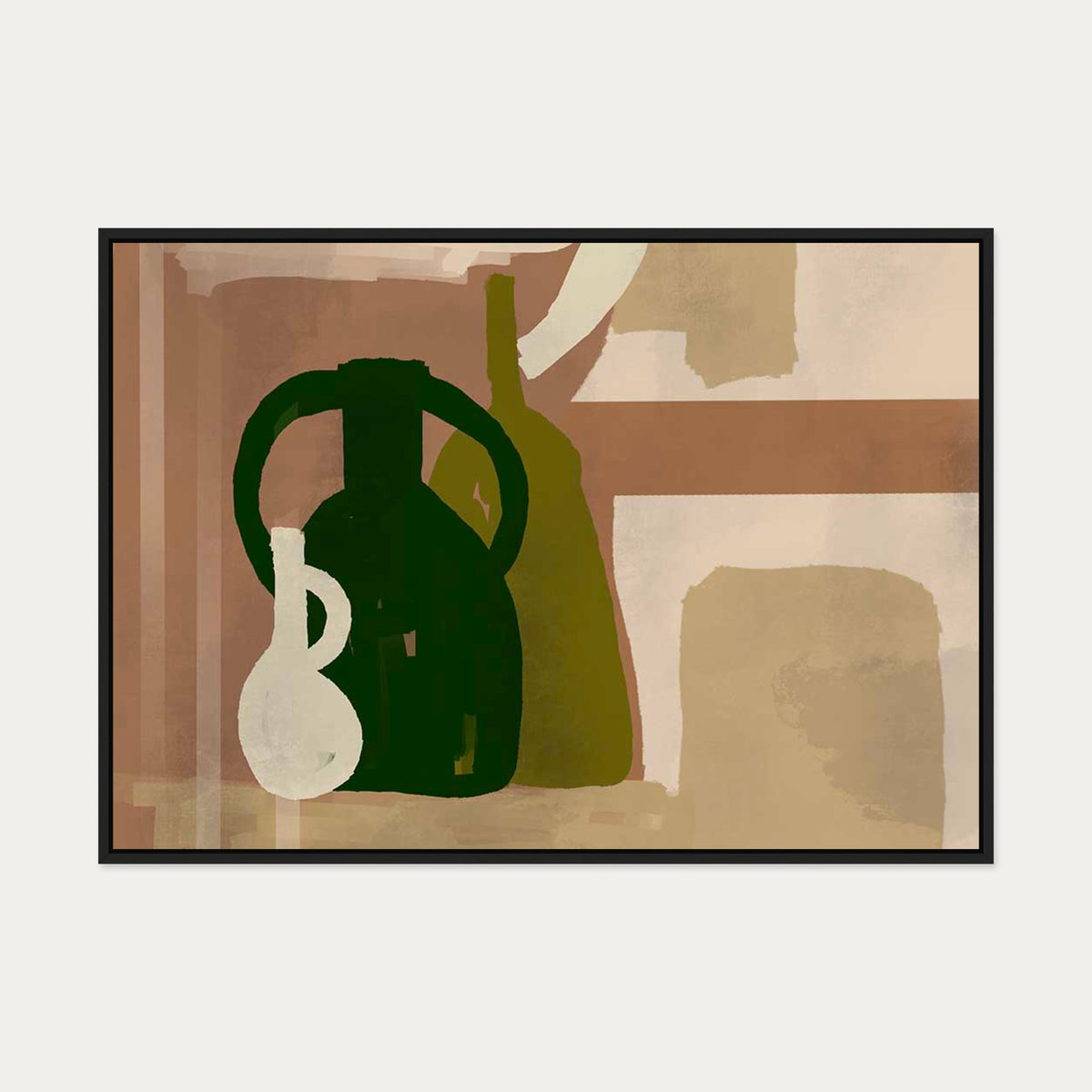 Trio Of Pots Study Canvas Art — 70 x 100 cm — Black Frame