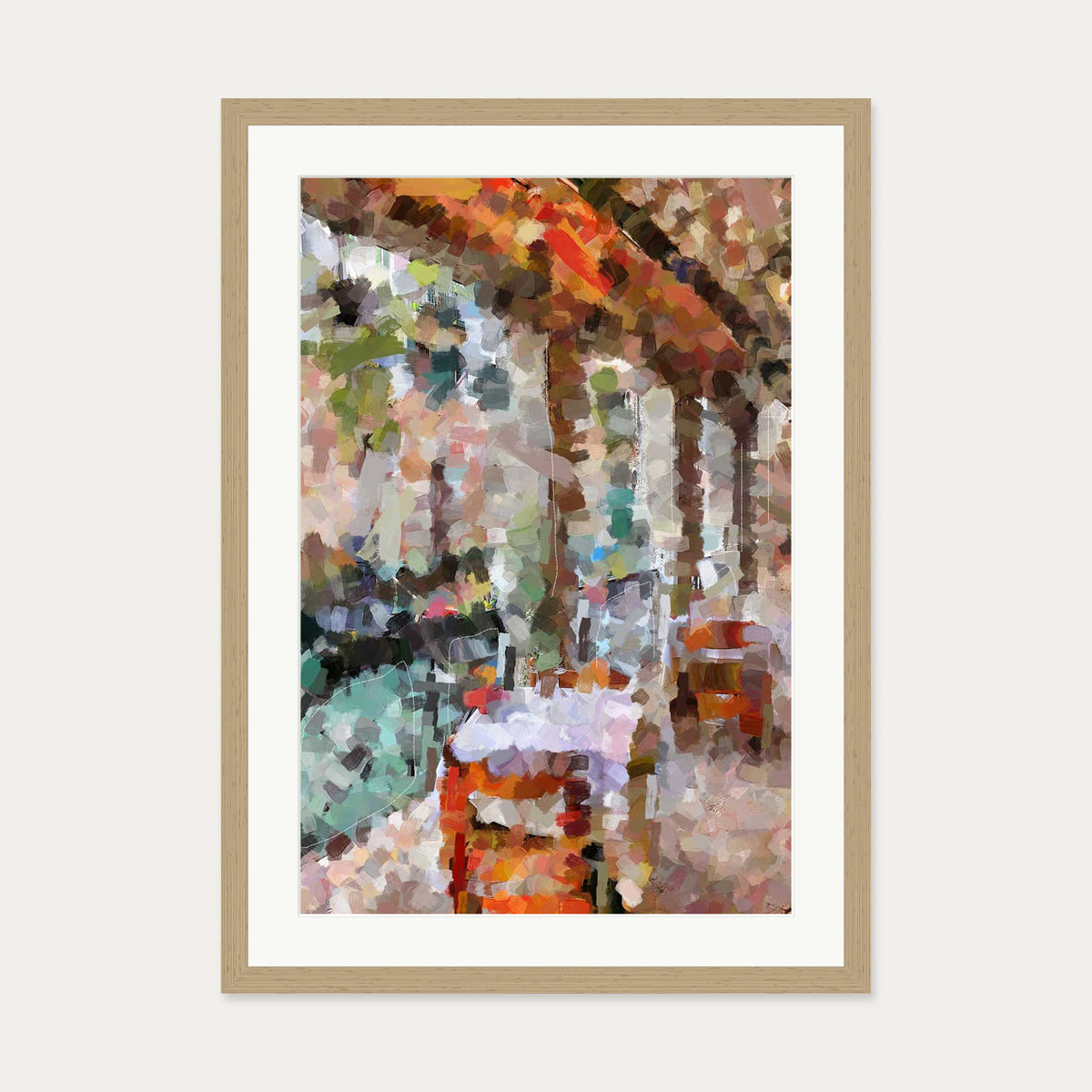 Table For Two Art Print — 50 x 70 cm — Oak Frame