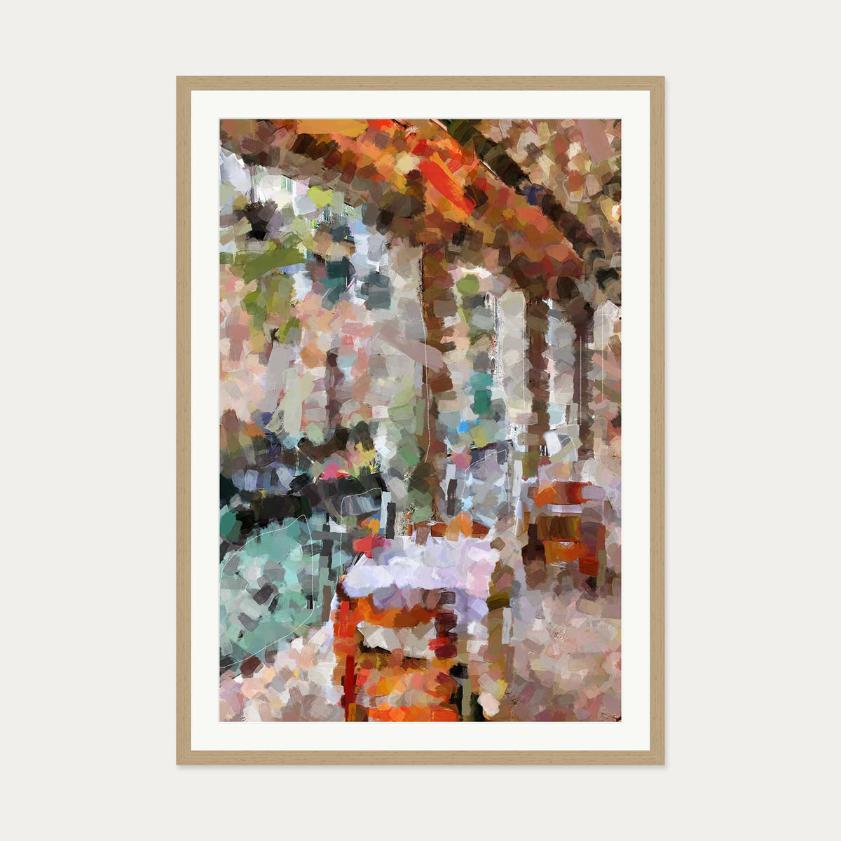 Table For Two Art Print — 70 x 100 cm — Oak Frame