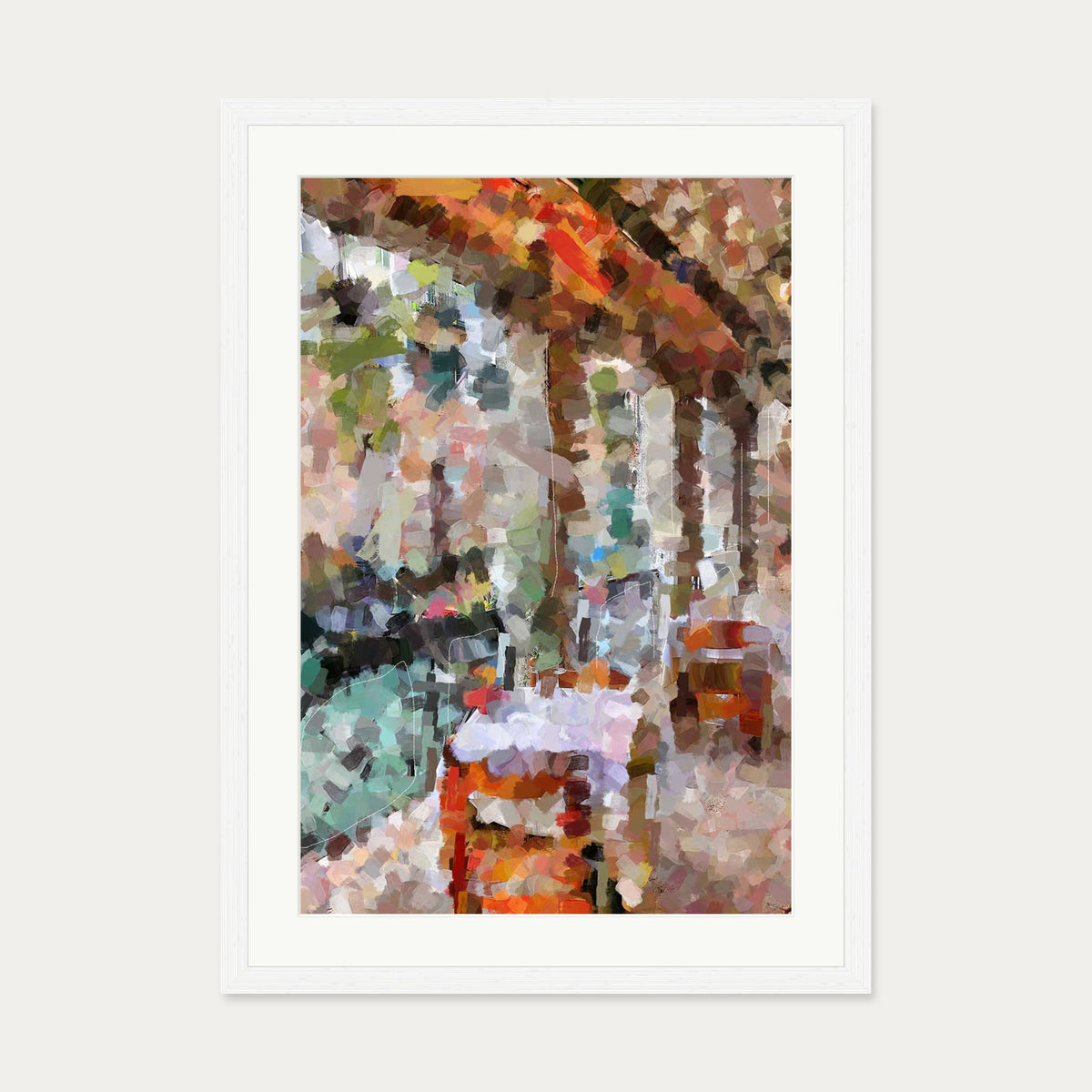 Table For Two Art Print — 50 x 70 cm — White Frame