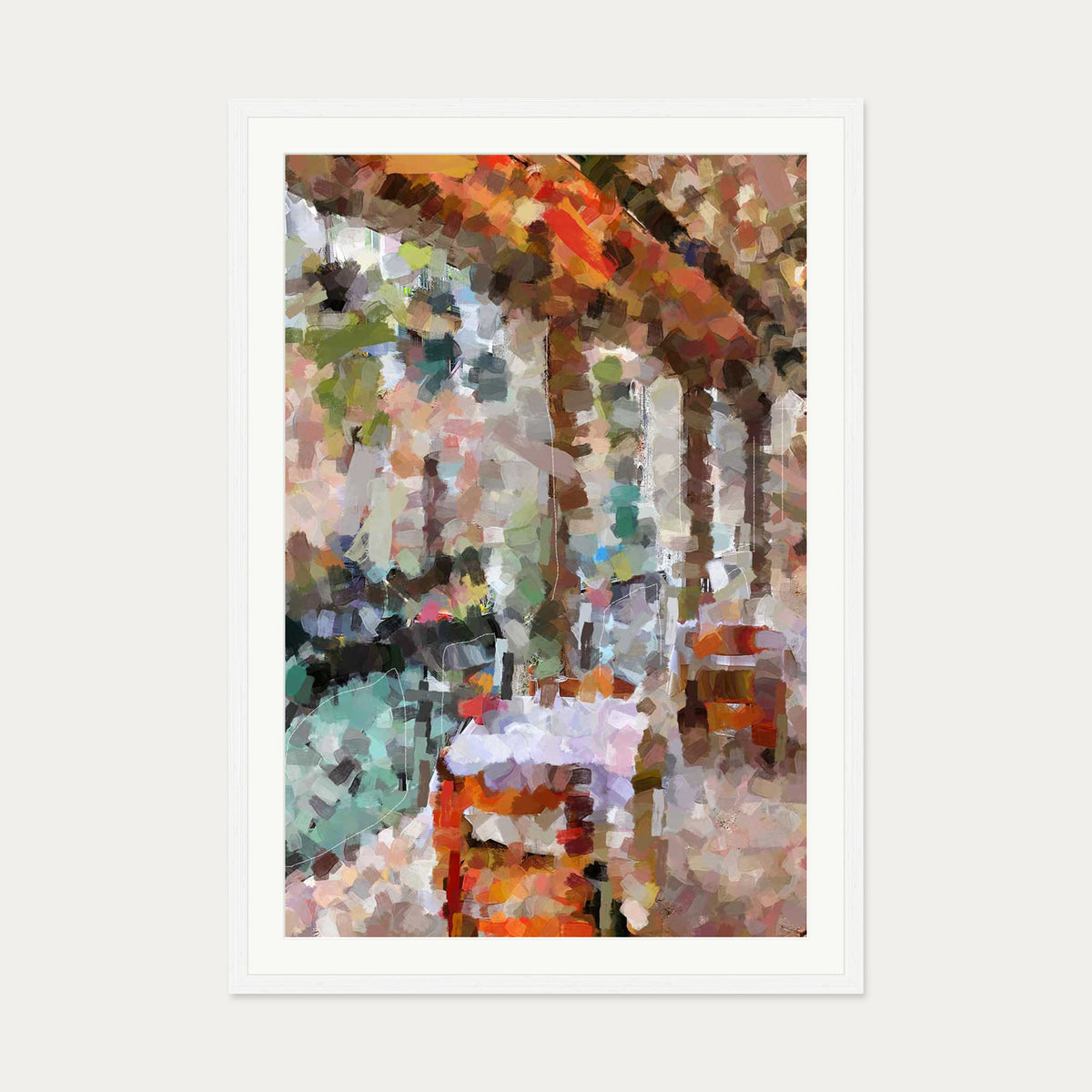 Table For Two Art Print — 70 x 100 cm — White Frame