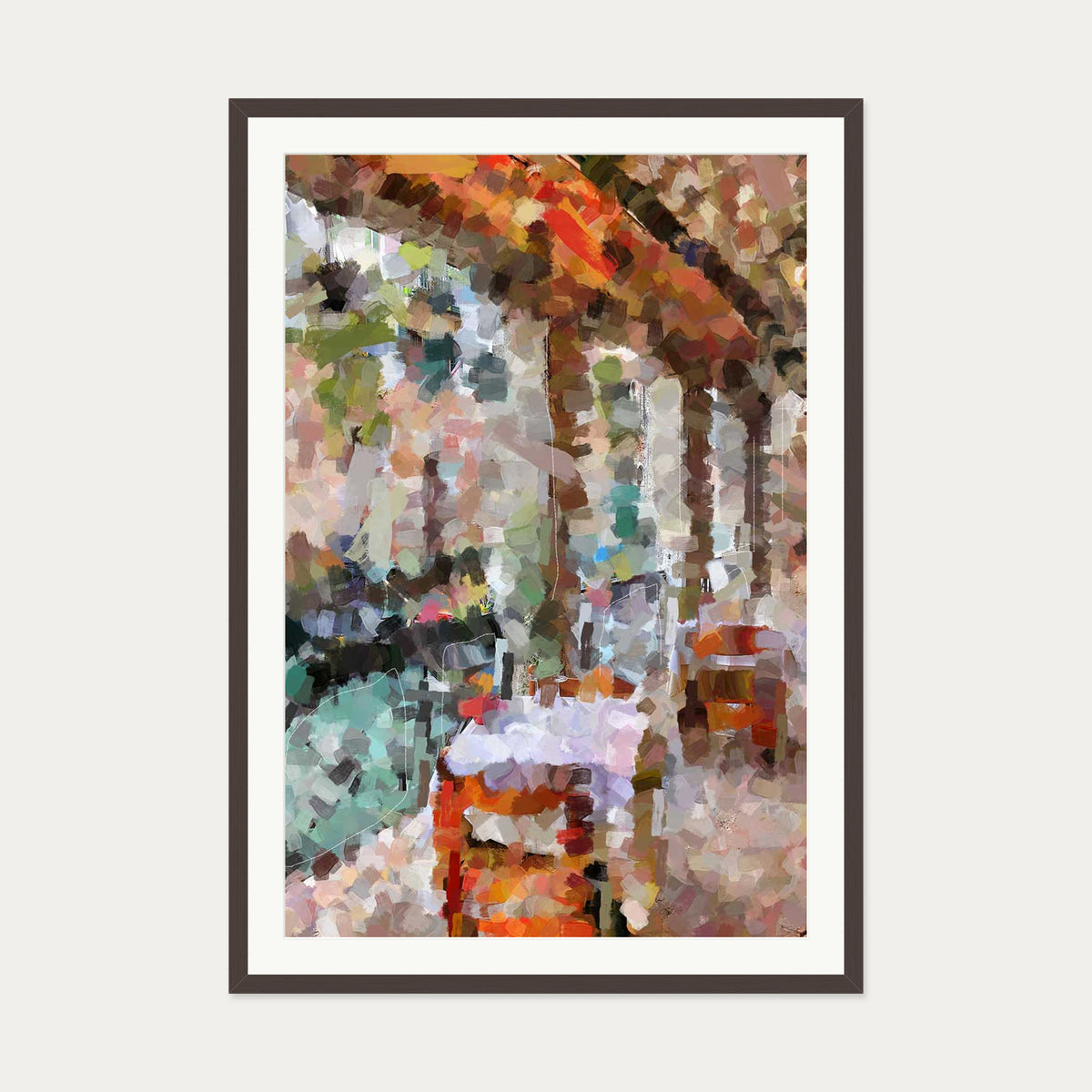Table For Two Art Print — 70 x 100 cm — Brown Frame