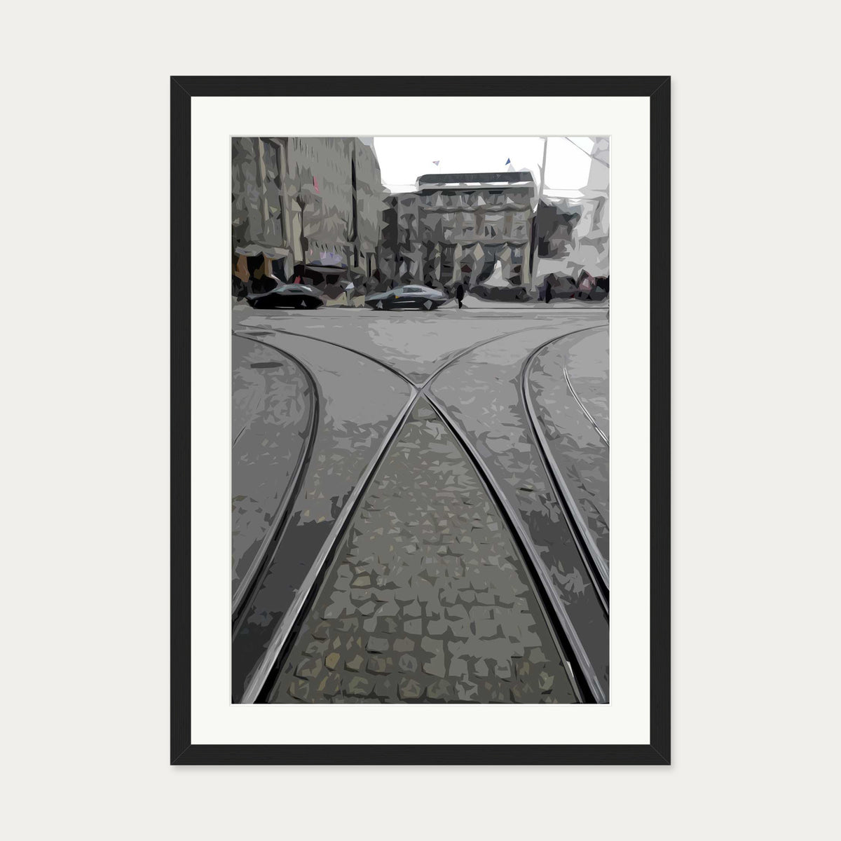 Amsterdam Tram Art Print — 50 x 70 cm — Black Frame