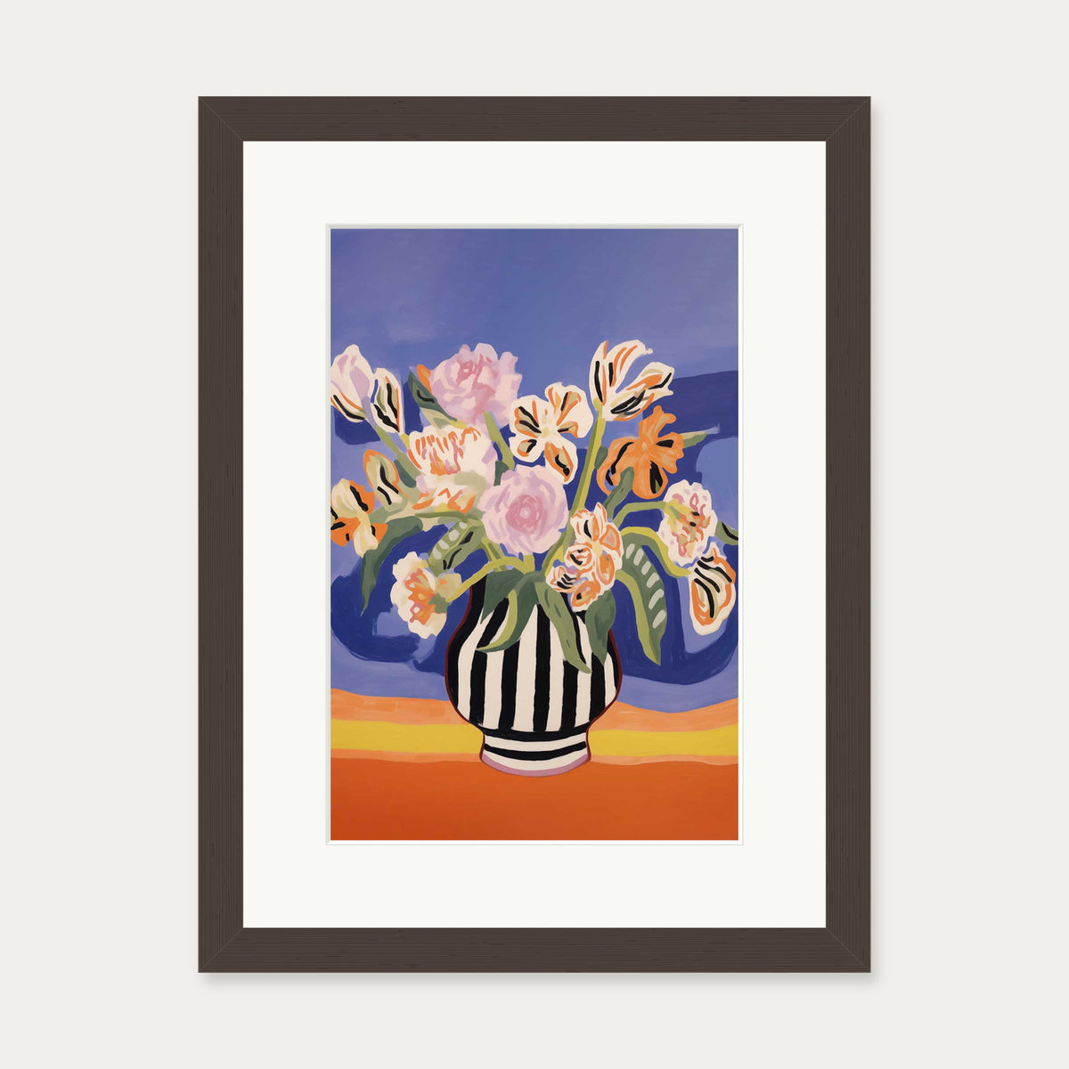 An Elaborate Bouquet Art Print — 30 x 40 cm — Brown Frame
