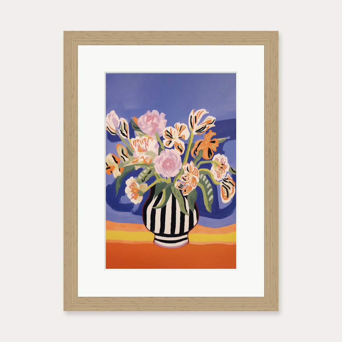 An Elaborate Bouquet Art Print — 30 x 40 cm — Oak Frame