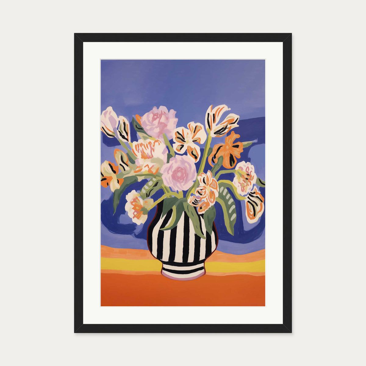 An Elaborate Bouquet Art Print — 50 x 70 cm — Black Frame