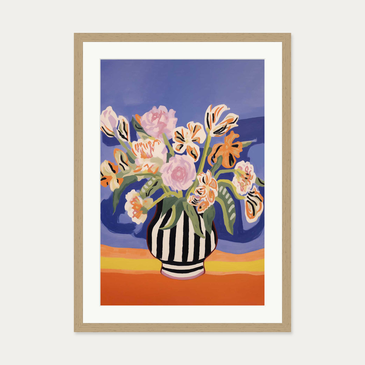 An Elaborate Bouquet Art Print — 50 x 70 cm — Oak Frame