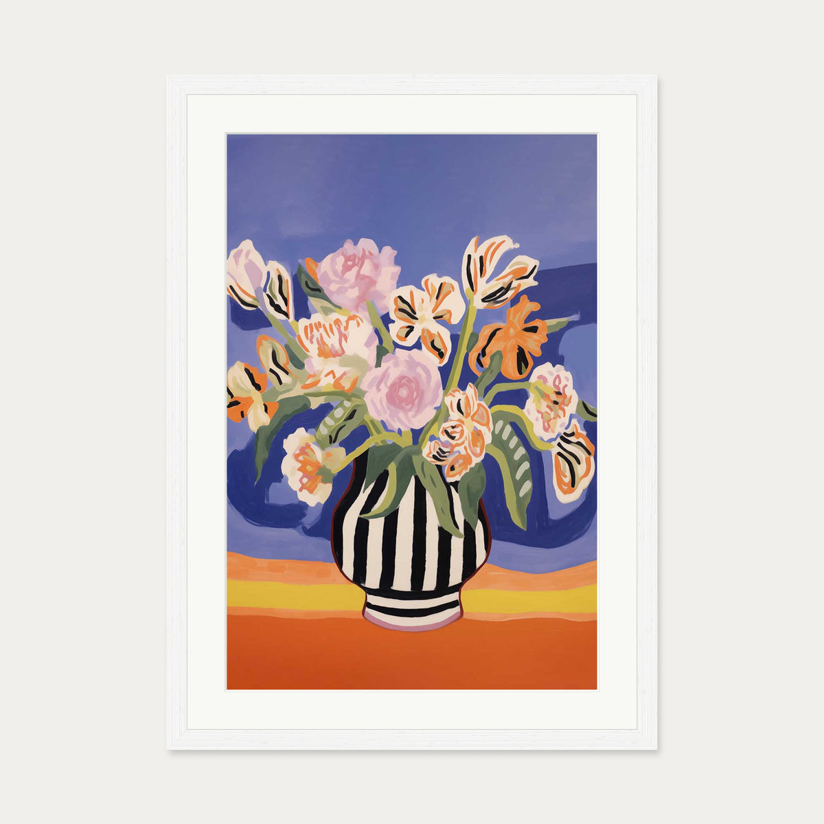 An Elaborate Bouquet Art Print — 50 x 70 cm — White Frame