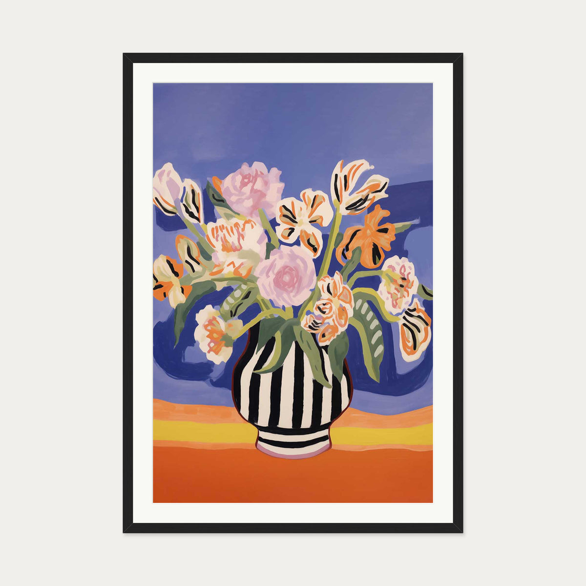 An Elaborate Bouquet Art Print — 70 x 100 cm — Black Frame
