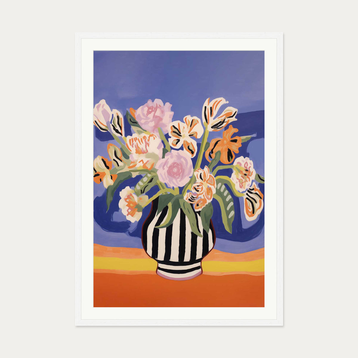 An Elaborate Bouquet Art Print — 70 x 100 cm — White Frame