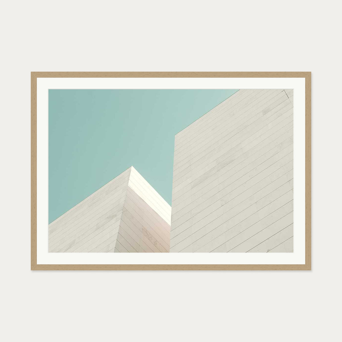 Architectural Geometry Wall Art Print — 70 x 100 cm — Oak Frame