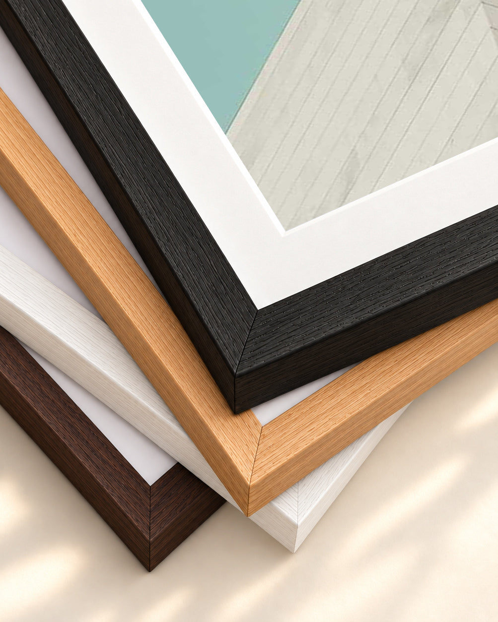 Architectural Geometry Wall Art Print — framed print corner with 5 cm mount and bevel