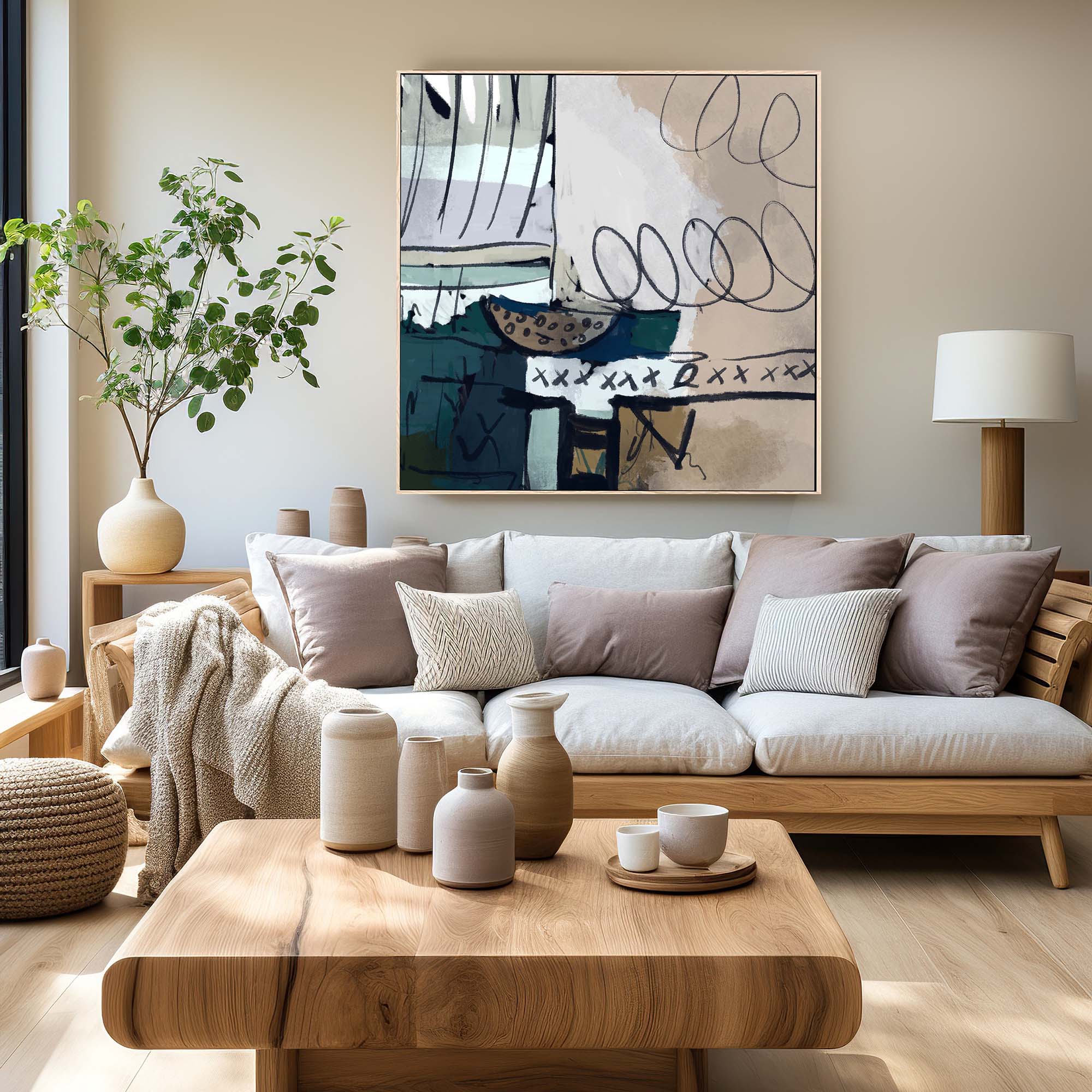 Abstract Still Life Framed Canvas-Abstract House