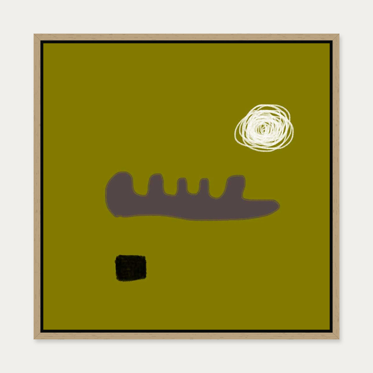 Aubergine On Suede Canvas Art — 50 x 50 cm — Oak Frame