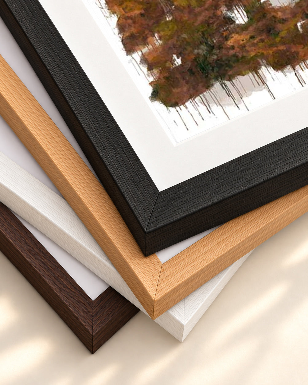 Autumn Mountain Views Art Print — framed print corner with 5 cm mount and bevel