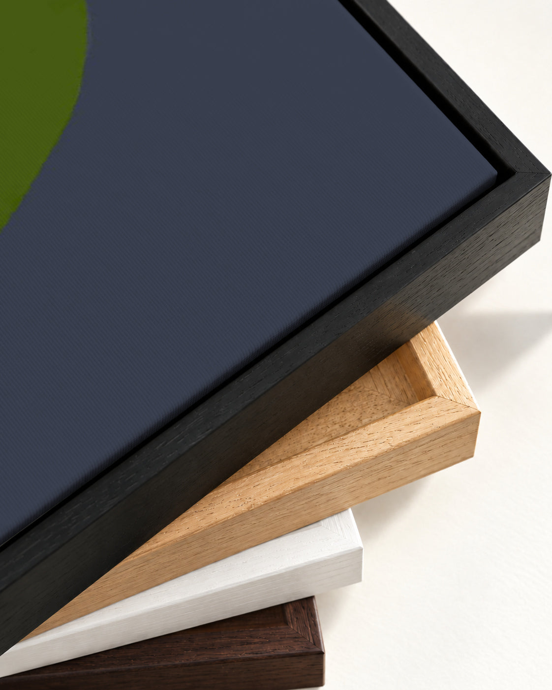 Avocado Dreaming Canvas Art — framed canvas corner and wrapped canvas detail