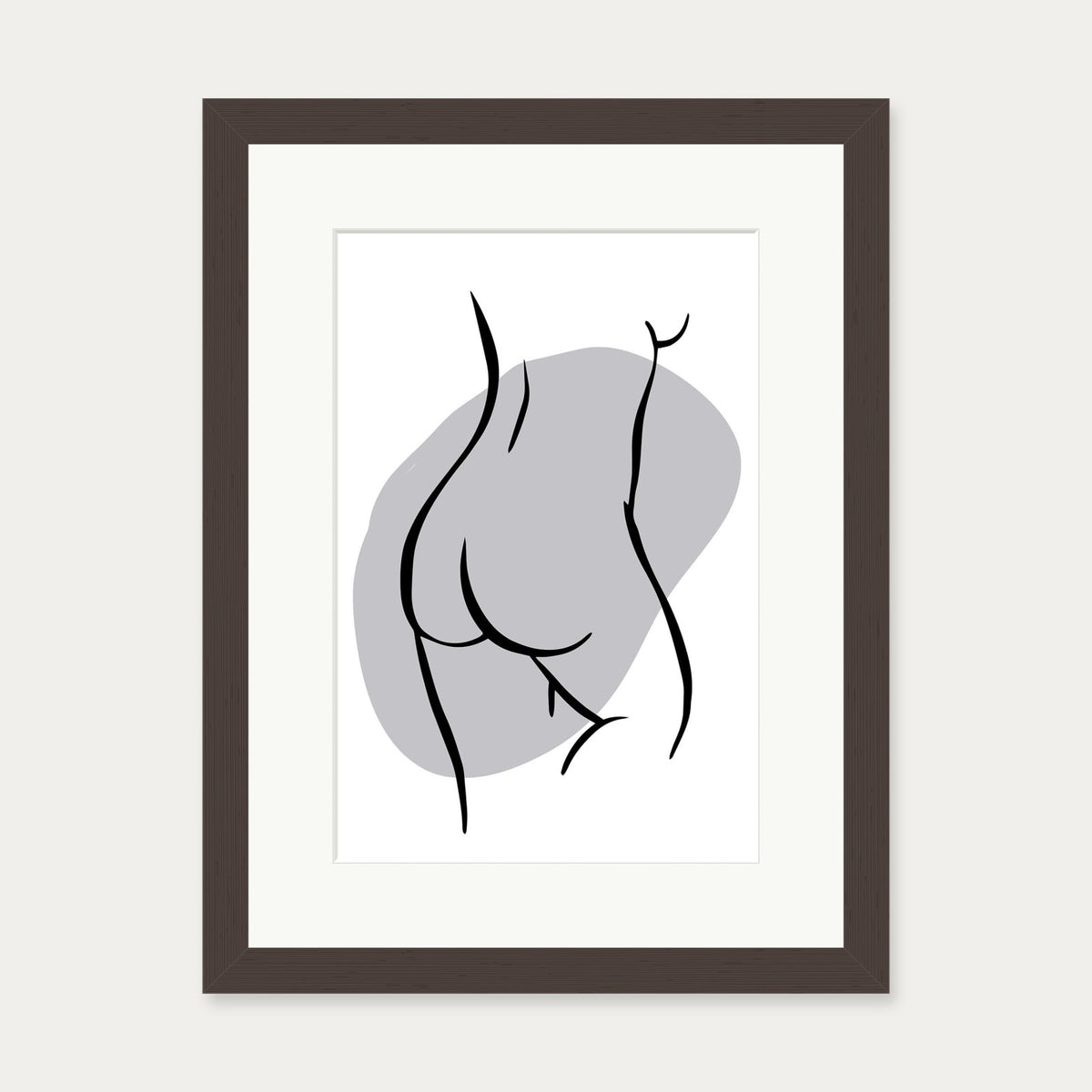 Back Figure Art Print — 30 x 40 cm — Brown Frame