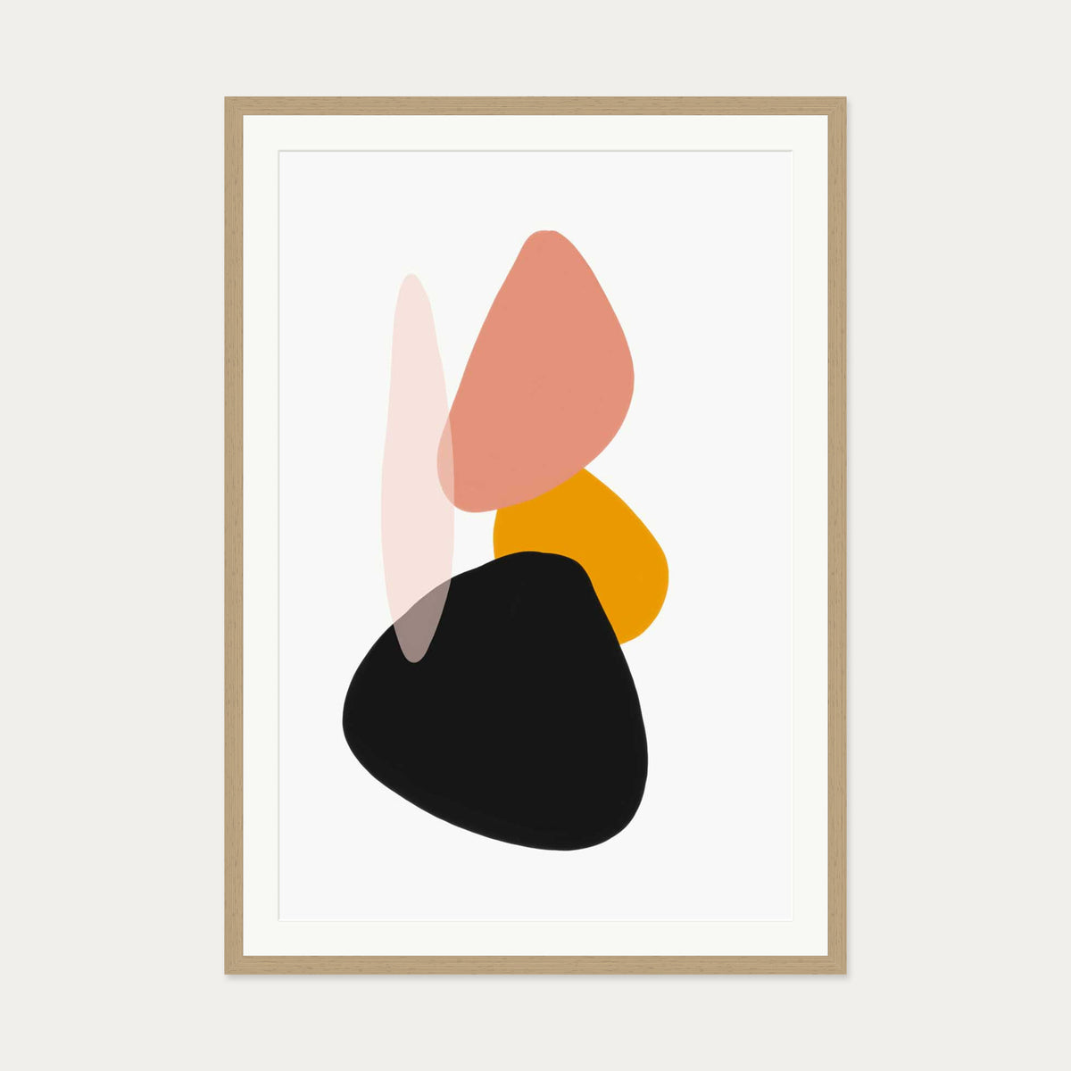 Balancing Shapes Art Print — 70 x 100 cm — Oak Frame