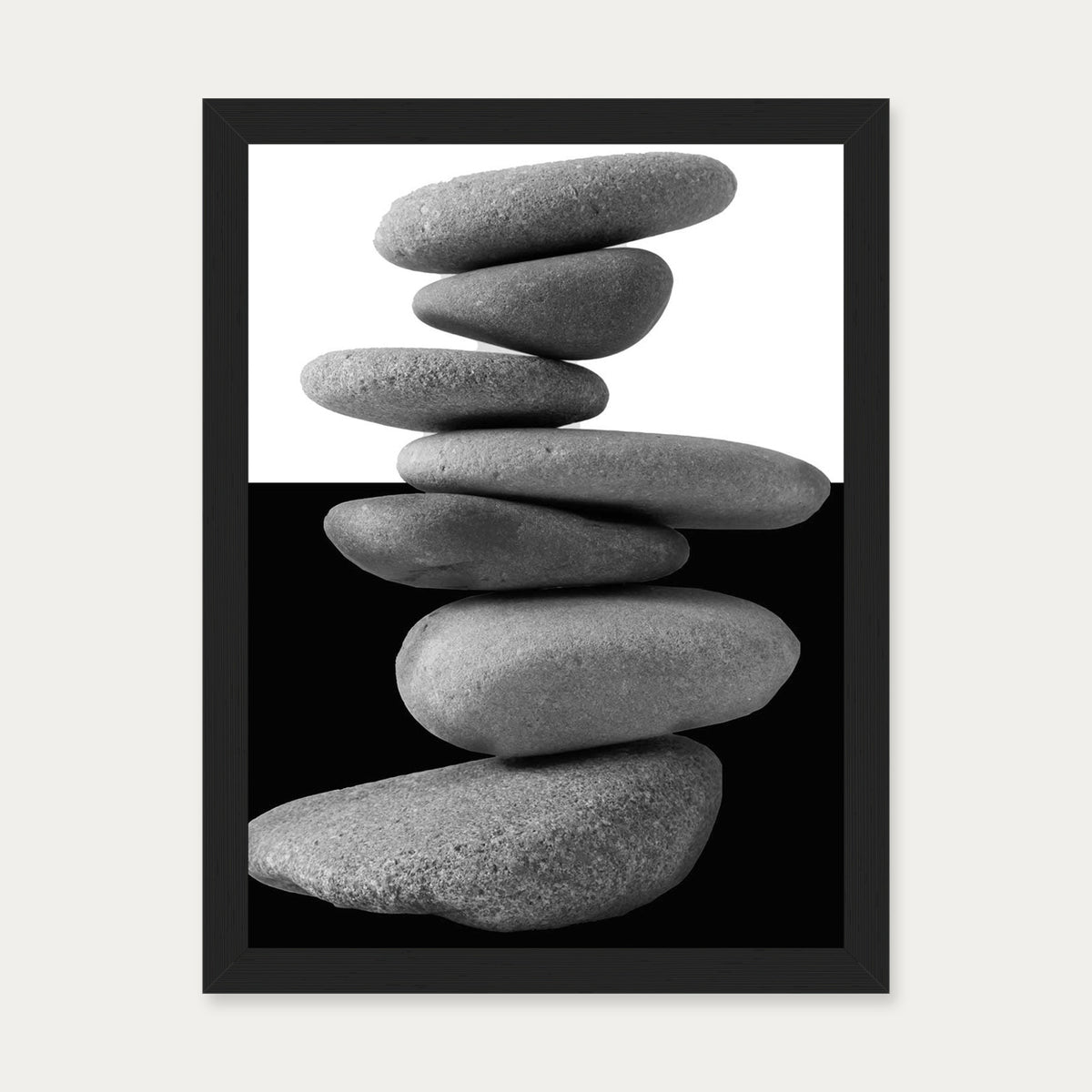 Balancing Stones Art Print — 30 x 40 cm — Black Frame