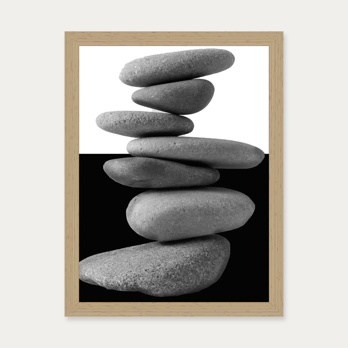Balancing Stones Art Print — 30 x 40 cm — Oak Frame