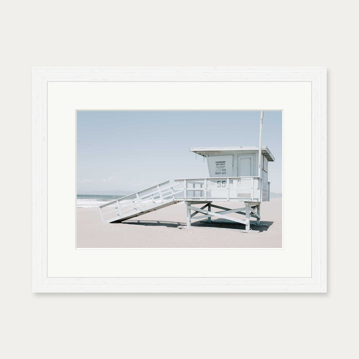 Beach House Wall Art Print — 30 x 40 cm — White Frame