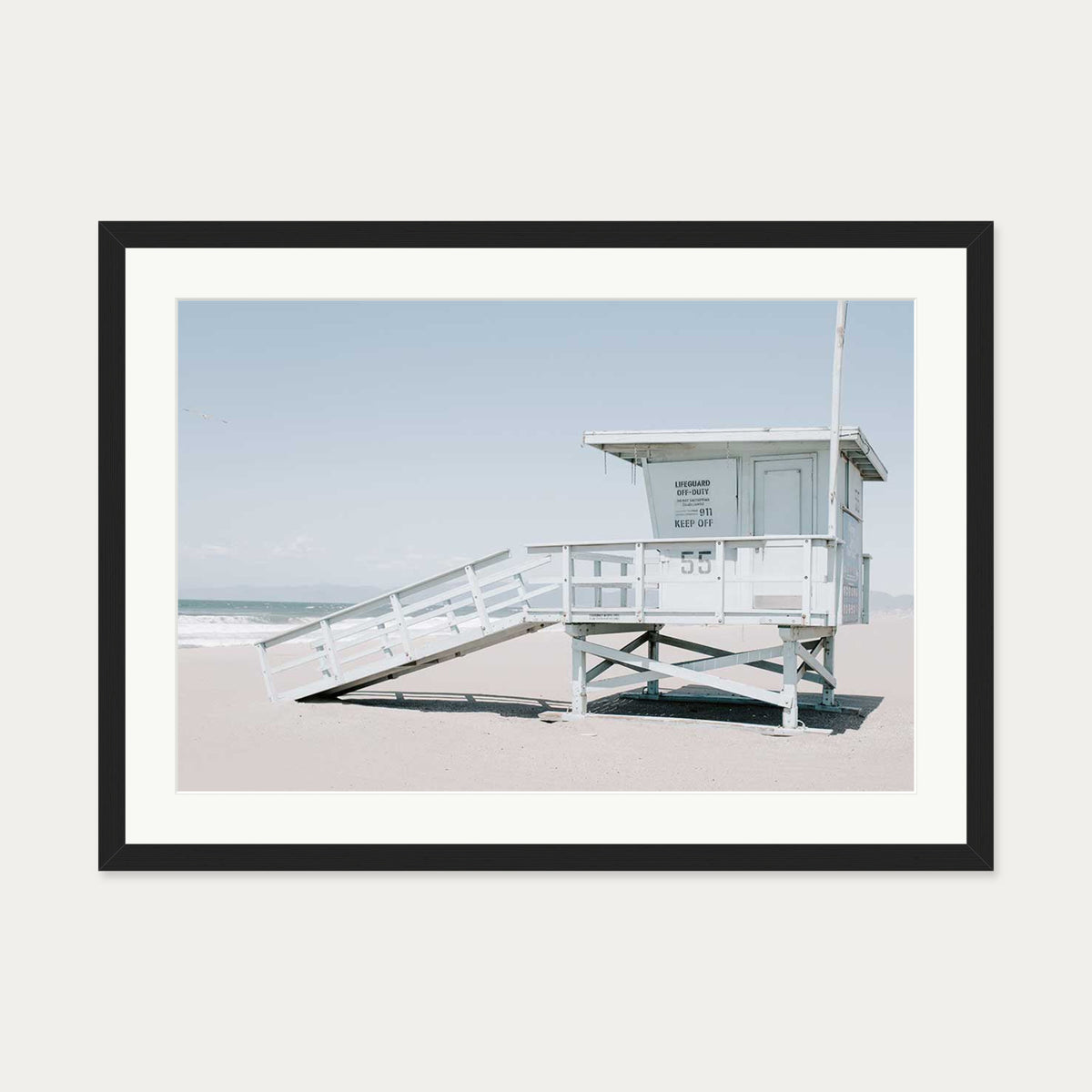 Beach House Wall Art Print — 50 x 70 cm — Black Frame