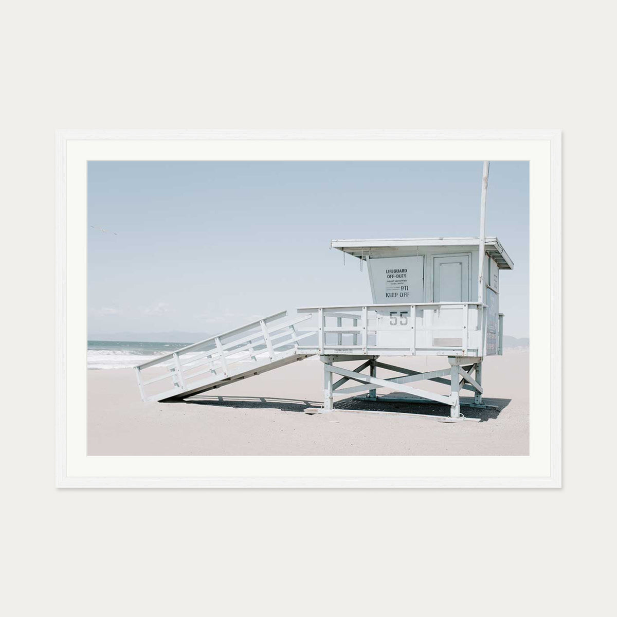 Beach House Wall Art Print — 70 x 100 cm — White Frame